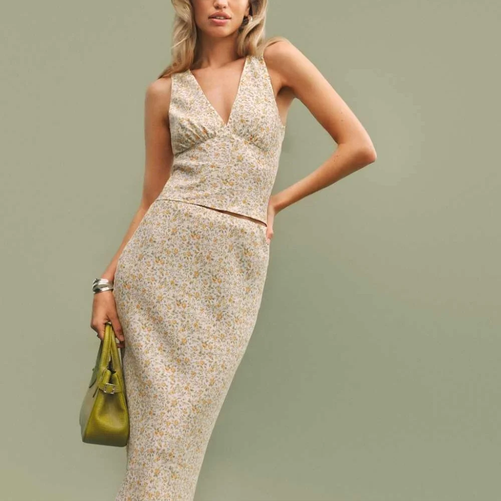 Reformation Ryan Two Piece Ivory - Size 10 - Picture 2 of 3